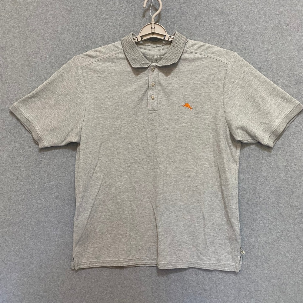 TOMMY BAHAMA Men's L IslandZone Gray Supima Cotton Blend Short Sleeve Polo Shirt